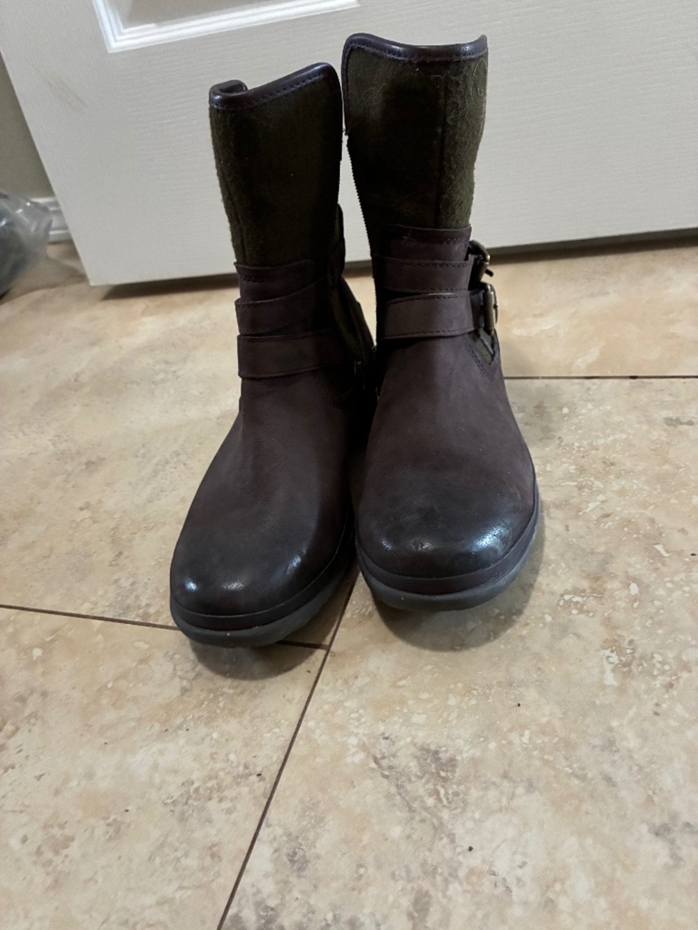Brown Ugg Water-Resisant Boot with Double Buckle Size 8